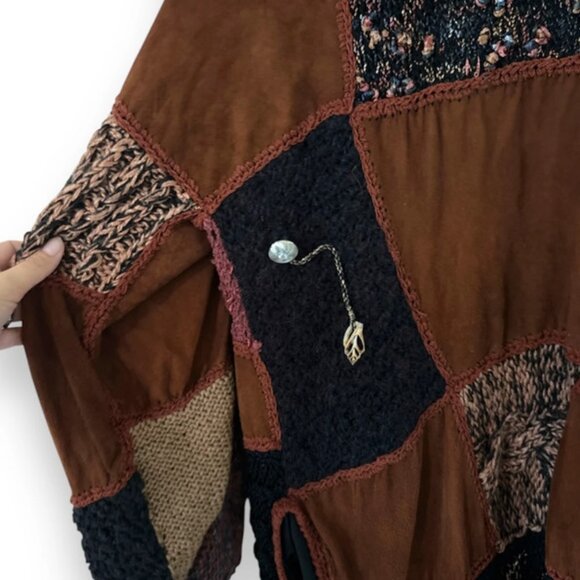 Amy Penzell Vintage 80s Patchwork Sweater Cardigan - Size Medium - Picture 7 of 11